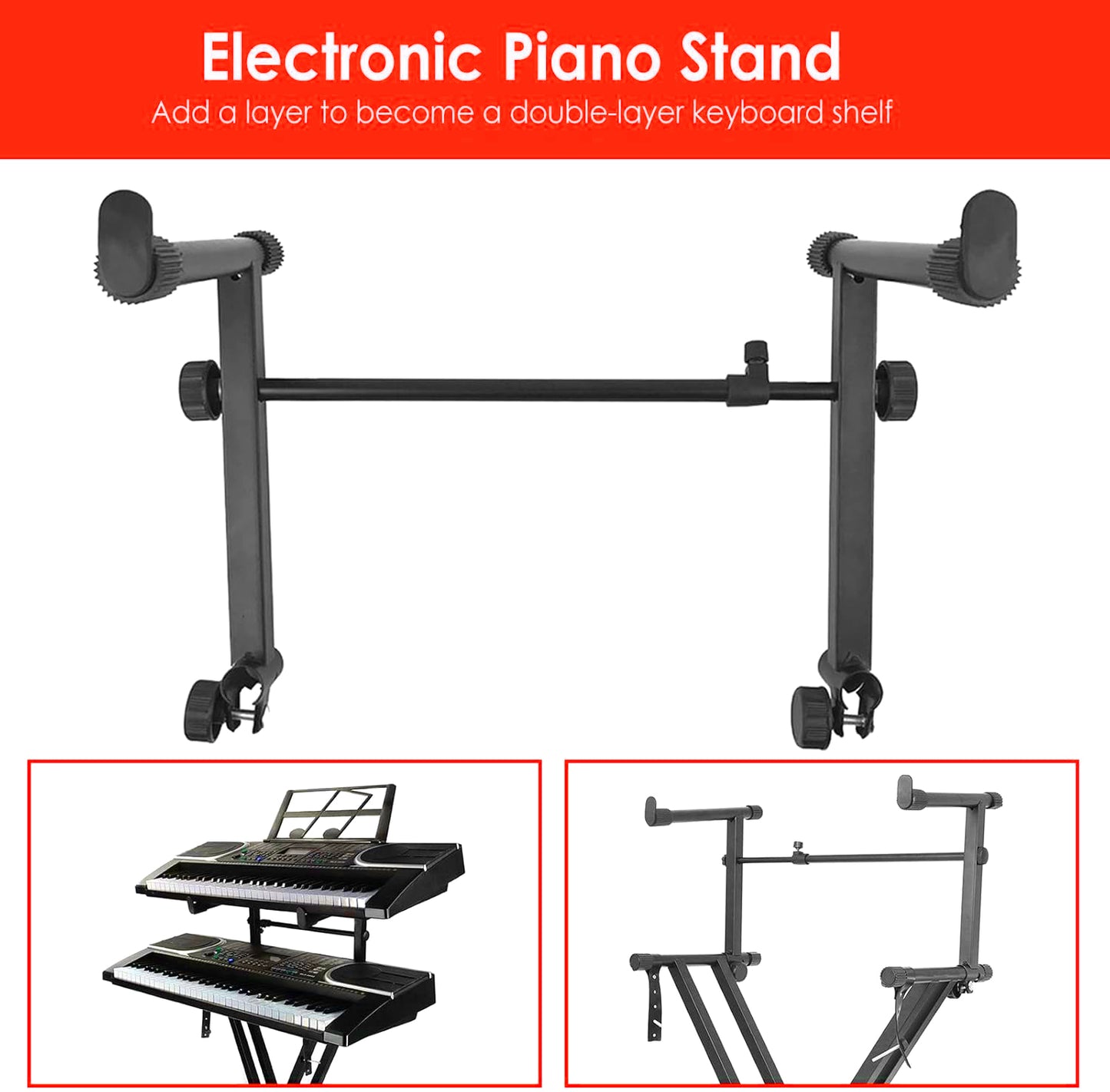 Durable two-tier electronic piano stand for musicians