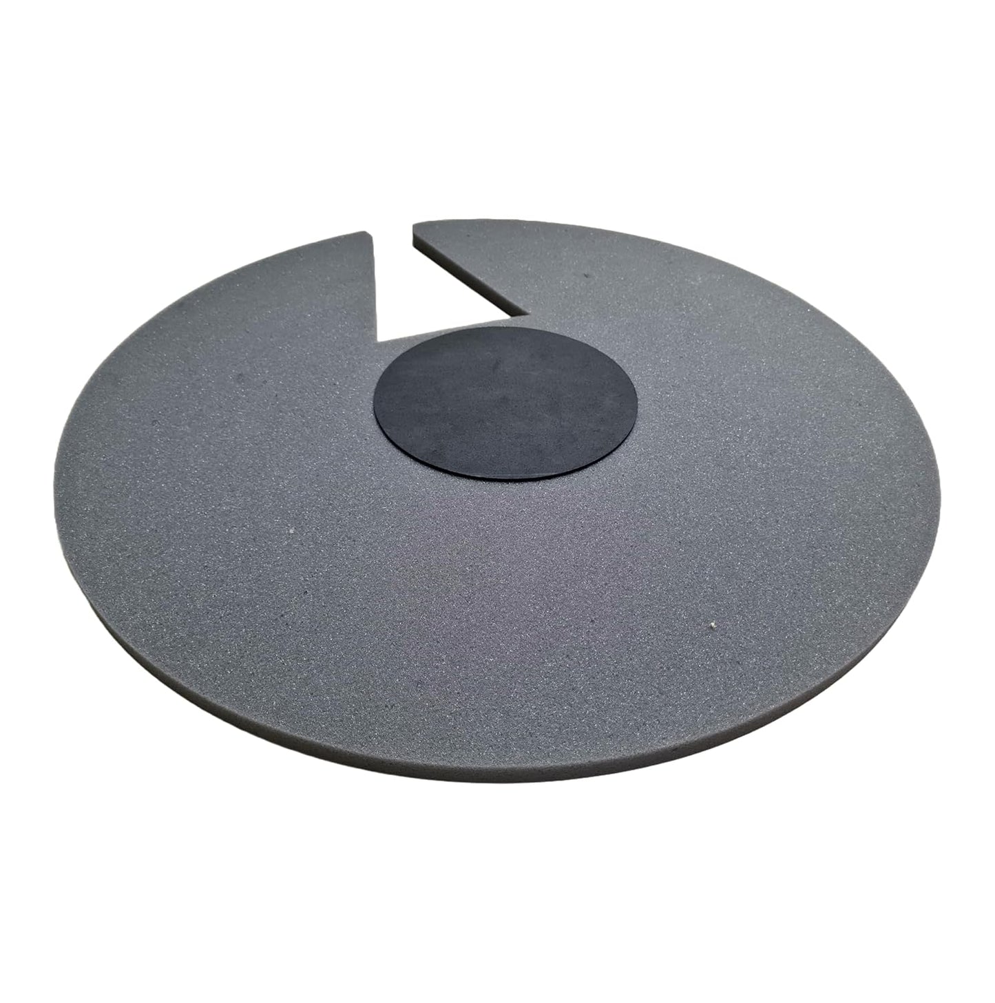 Round black mat with a central cutout on a white background