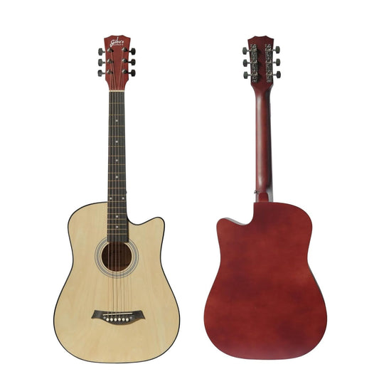 Front view of Gibz G38 Matt Acoustic Guitar – Natural Finish, 
Buy Acoustic guitar with truss rod