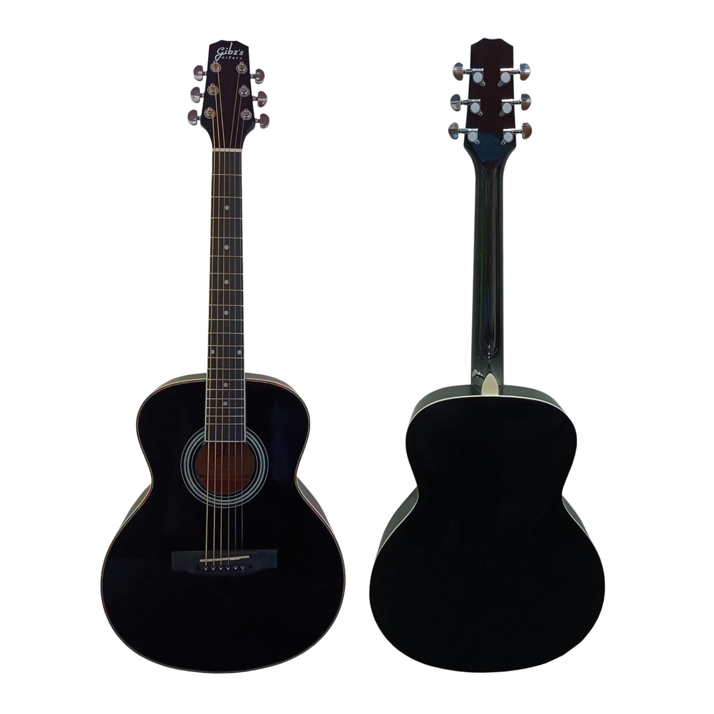 Gibz's Guitars G36 Glossy Acoustic Guitar with Padded Bag (Black)