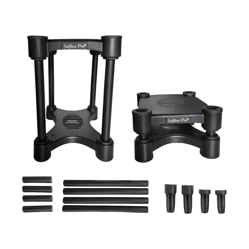 Softline Pro SP-ISO208 isolation studio monitor stand – front view,
Isolation studio monitor stands