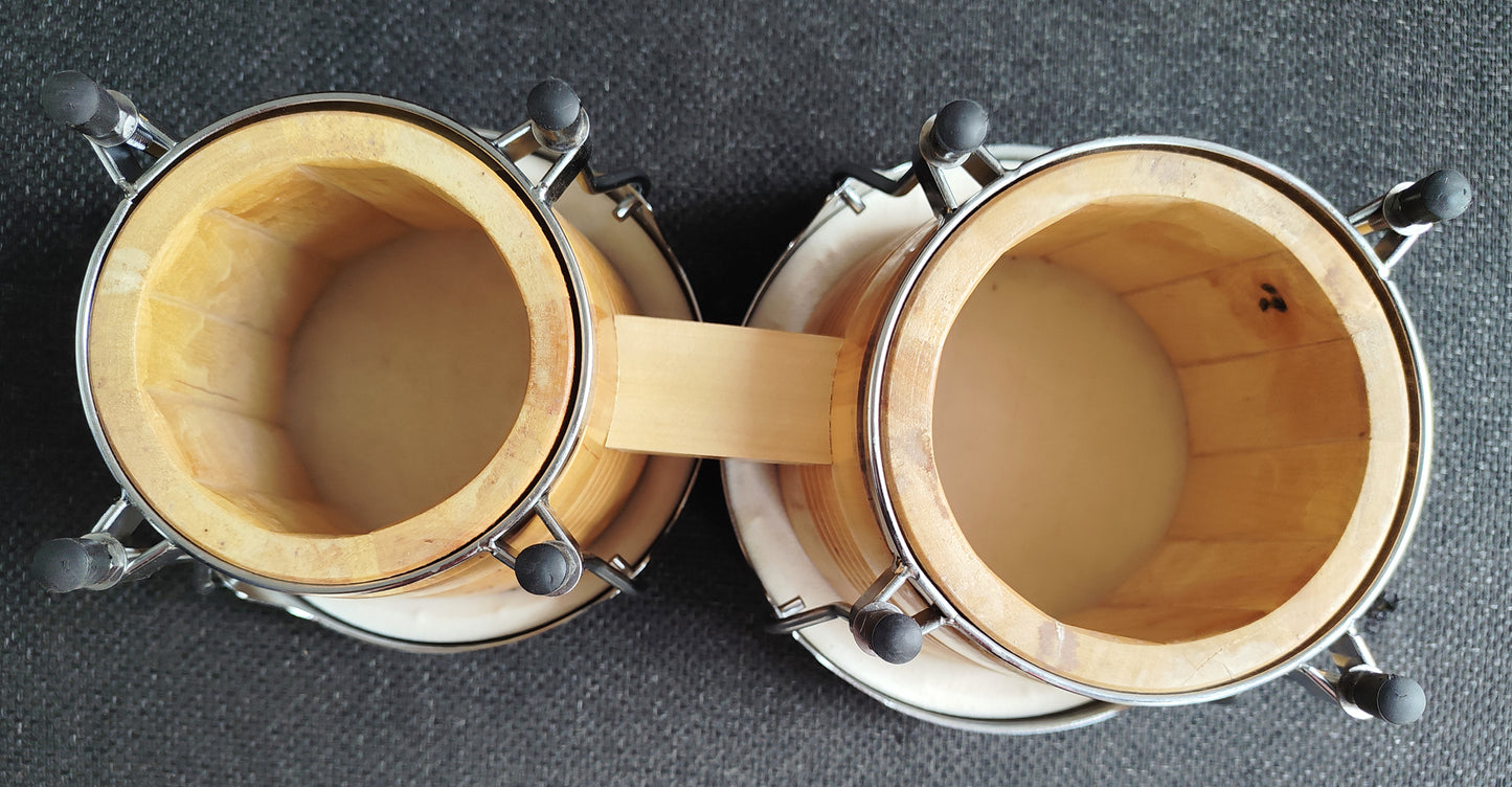 6ā³ and 7ā³ wooden bongo shells with glossy finish, part of Softline Pro premium set.