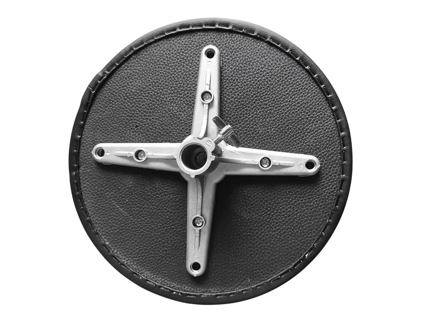 Black wheel with a metal hub on a white background