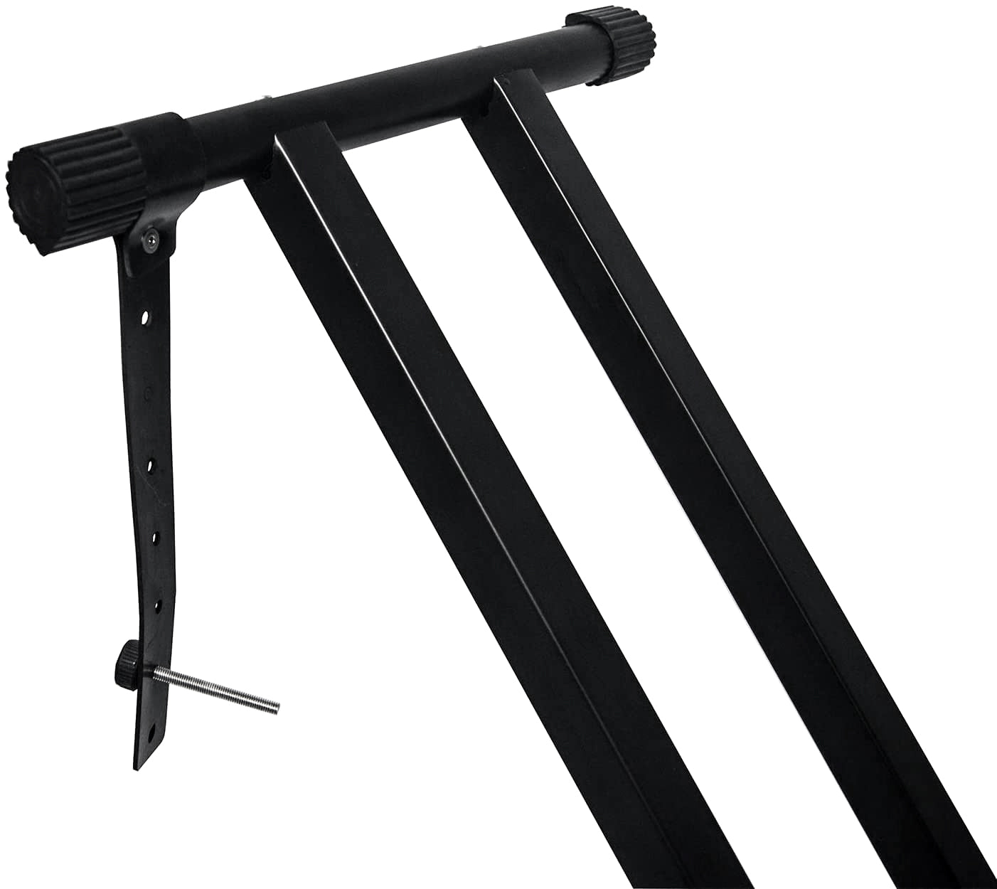 Black metal bike rack on a white background
