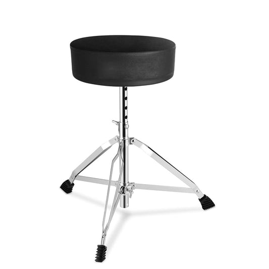 Black drum throne with chrome legs on a white background