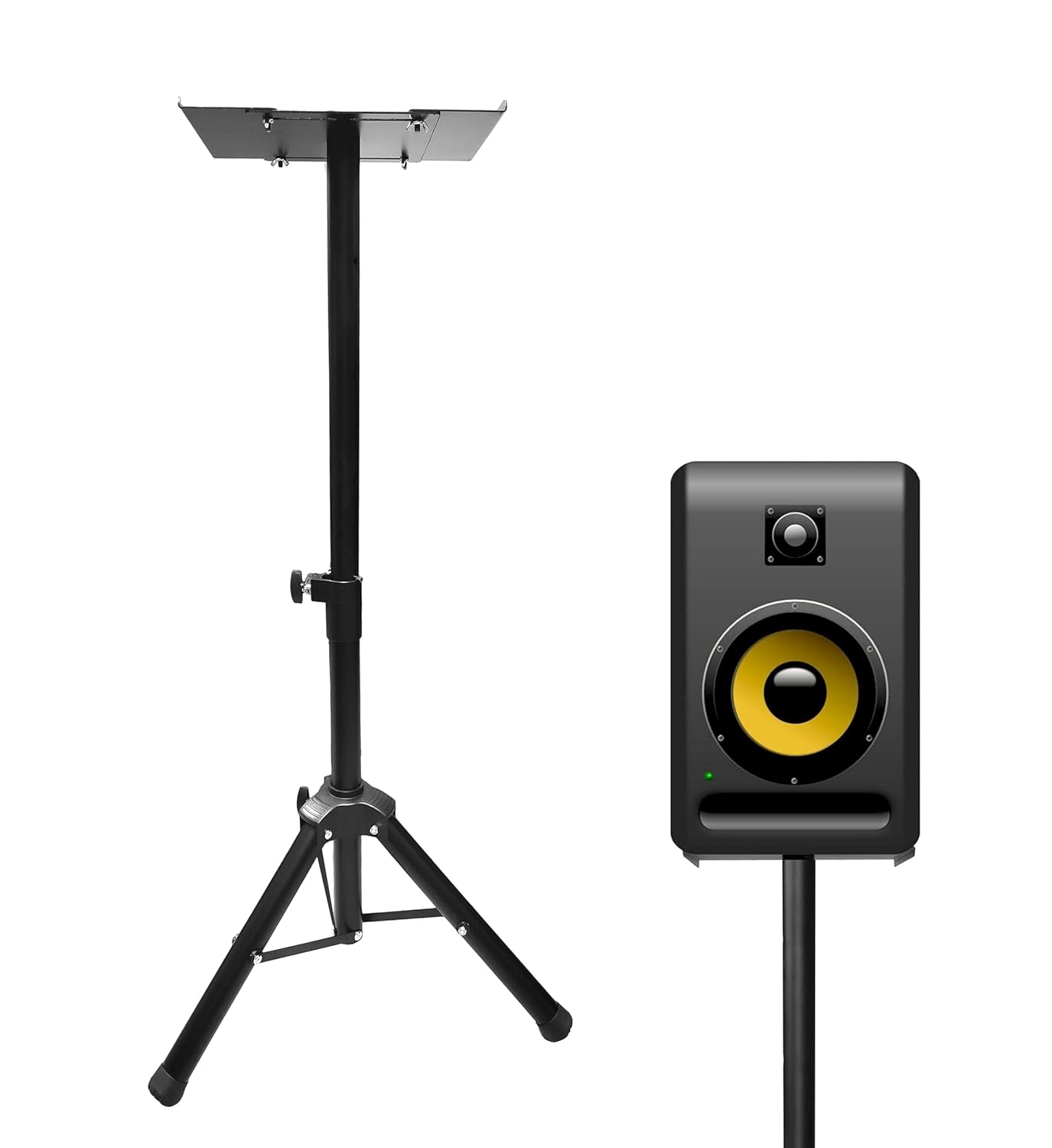 Side angle of SP80 with adjustable height knob, 
Softline Pro SP80 speaker stand