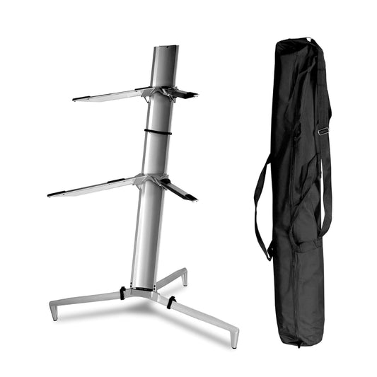 Softline-Pro Double Piano Keyboard Stand with Microphone Stand and Carry Bag, Lightweight and Durable, 54inches, Silver (SP20)