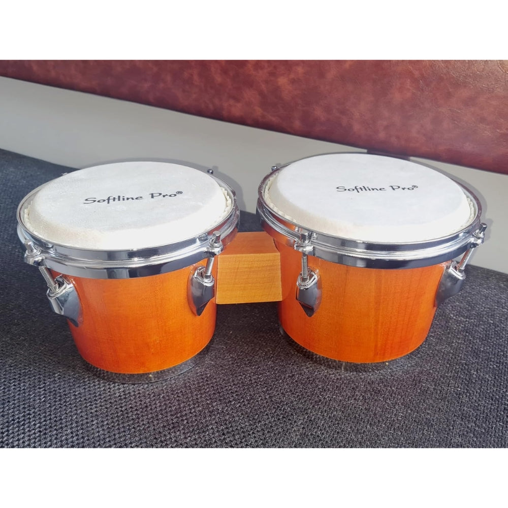 Rubber feet on bongo drum base preventing slip and protecting surfaces.