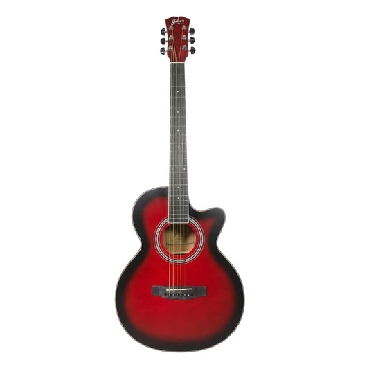 red acoustic guitar 41 inch, 
cutaway acoustic guitar for beginners, 
acoustic guitar for students, 
steel string acoustic guitar,
