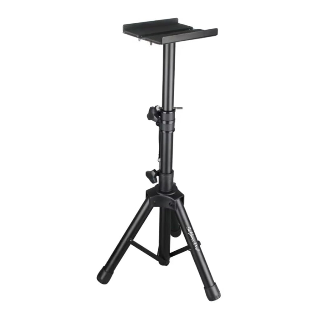 Black Softline Pro SP-800 VP tripod studio monitor stand at full height with adjustable top plate.