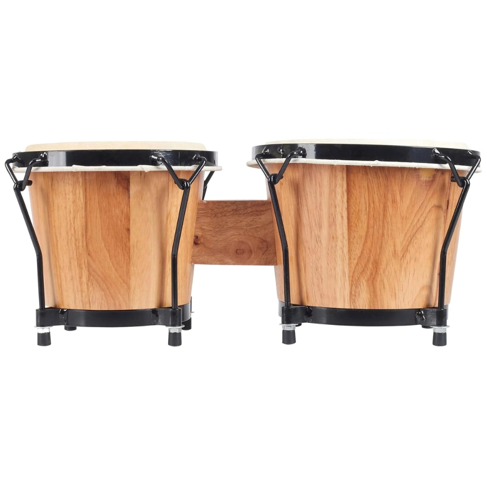 Side angle of Softline Pro bongo set showcasing wooden finish and tuning wrench