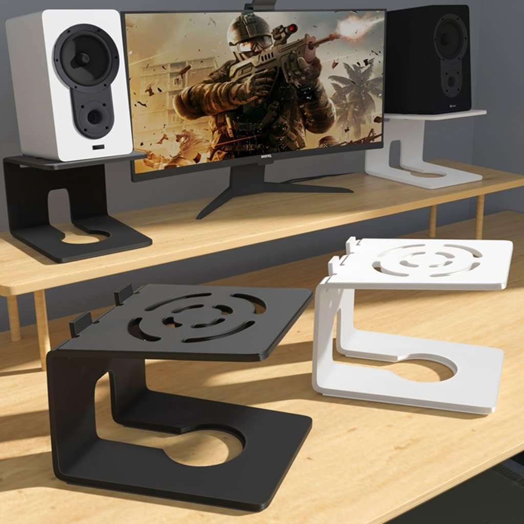 Speaker placed on top of the Softline Pro stand, demonstrating height elevation and ideal listening angle.