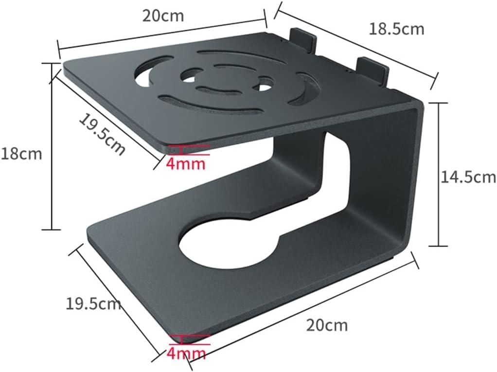 Bottom view of the desktop speaker stand showing grip pads and cut-out design for cable management.