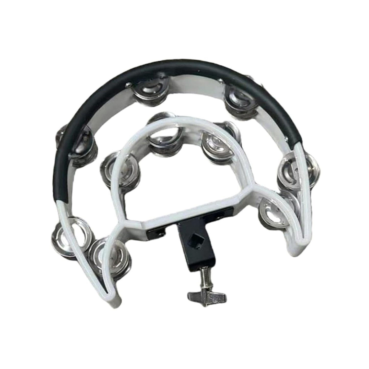 Tambourine with jingles on a white background