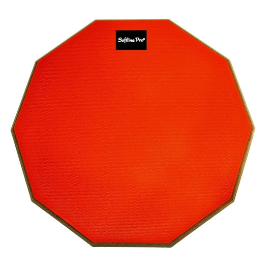 red, 12-inch Softline Pro practice drum pad with a single-sided design and 10 corners.
