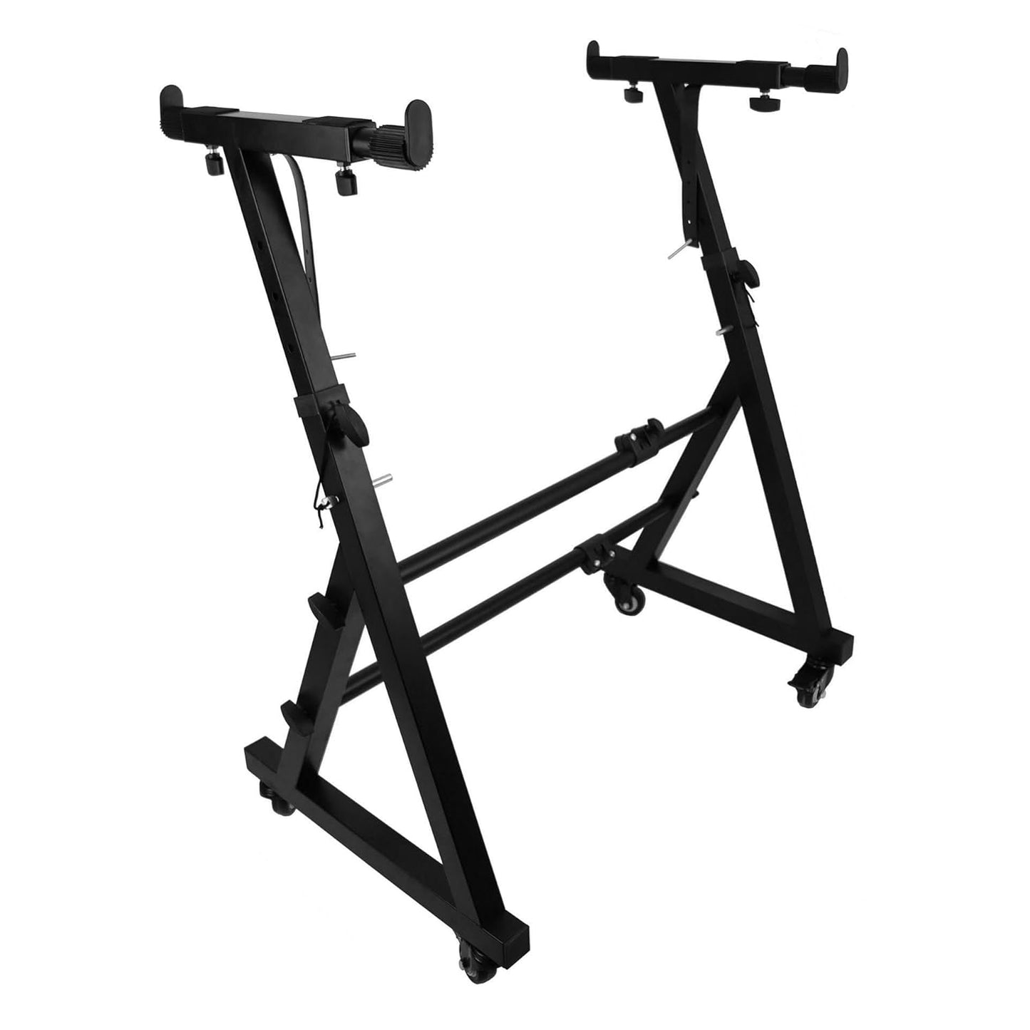 Durable black metal Z-shape electronic keyboard stand with wheels