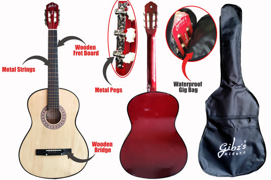 Gibz’s Acoustic Guitar for Beginners – Durable Build, Clear Tone