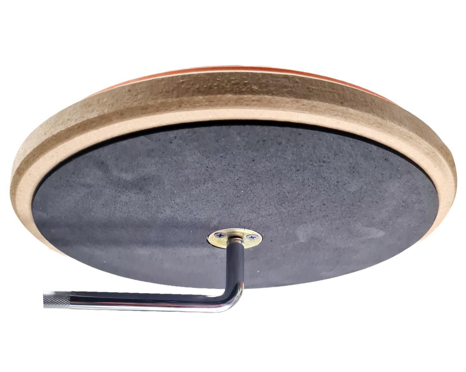 Ceiling light fixture with wooden trim and metal bracket on a white background