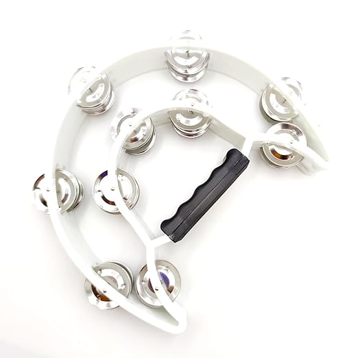 Double-row jingle tambourine in white ABS frame for adults
