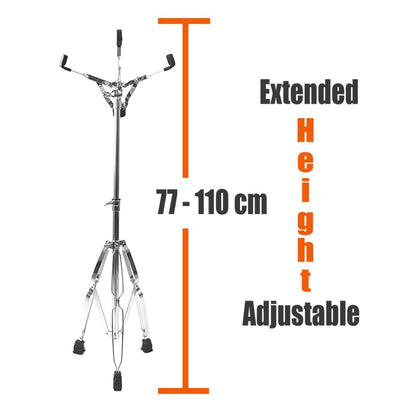 Softline Pro Concert Snare Drum Stand Extended Height Double Braced Tripod Stand Adjustable Fit For 10"-14" Dia Drums Height Range 77-110cm (SP SS-LEH)