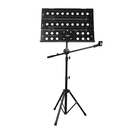 Softline Pro Foldable Music Stand, Portable Professional Notation Stand with Microphone Boom Arm and Carry Bag, 2 Steps Height Adjustable (SP 222)
