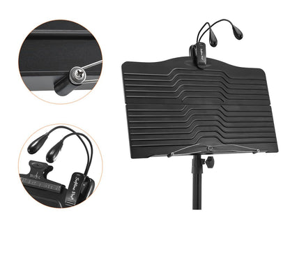 Softline Pro Music Stand, Portable & Foldable Professional Notation Stand with Light and Bag, Tabletop Music Book Stand for Guitar, Ukulele, Violin Players (SP-ABSP-FMUS-KIT)