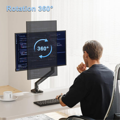 Softline Pro SP HMS1 Single Monitor Desk Mount, Gas Spring Single Arm Monitor Stand Desk VESA Mount for 13 to 32 Inch Screen with Clamp and Grommet Mounting Base