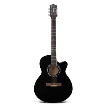 Gibz's Guitars Marvin 40" Full-Size Brown Acoustic Guitar Premium Cutaway Body High-Gloss Finish Bronze-Coated Strings Adjustable Truss Rod Die-Cast Tuning Keys Rosewood Bridge Ideal for Beginners, Students & Adults – GM 40 BK