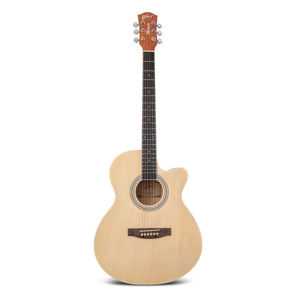 Gibz's Guitars Marvin 40" Full-Size Brown Acoustic Guitar Premium Cutaway Body High-Gloss Finish Bronze-Coated Strings Adjustable Truss Rod Die-Cast Tuning Keys Rosewood Bridge Ideal for Beginners, Students & Adults – GM 40 NT