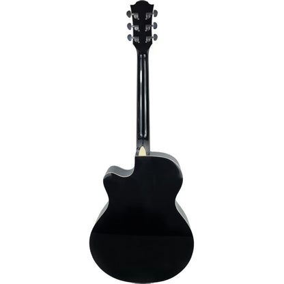 Gibz's Guitars NU TONE Series 40” Acoustic-Electric Guitar Full-Size Cutaway Body Linden Wood Construction Built-in Pickup Adjustable Truss Rod Smooth Playability with Zipper Gig Bag- GNT40 (GNT40-BK)