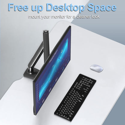 Softline Pro SP HMS1 Single Monitor Desk Mount, Gas Spring Single Arm Monitor Stand Desk VESA Mount for 13 to 32 Inch Screen with Clamp and Grommet Mounting Base