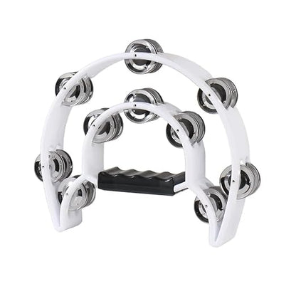 Softline Pro SP TW20-HM-WH Tambourine Half Moon Tambourines for Adults with 20 Jingle in White (Double)