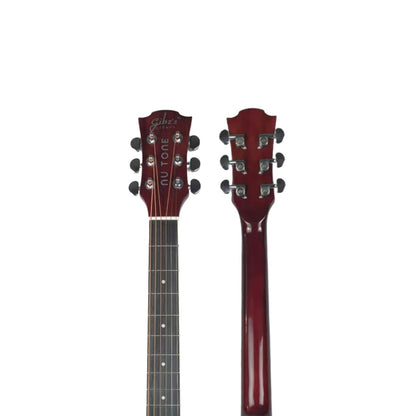 Gibz's Guitars NU TONE Series 40” Acoustic-Electric Guitar Full-Size Cutaway Body Linden Wood Construction Built-in Pickup Adjustable Truss Rod Smooth Playability with Zipper Gig Bag- GNT40 (GNT40-WR)