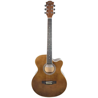 Gibz's Guitars NU TONE Series 40” Acoustic-Electric Guitar Full-Size Cutaway Body Linden Wood Construction Built-in Pickup Adjustable Truss Rod Smooth Playability with Zipper Gig Bag- GNT40 (GNT40-BR)