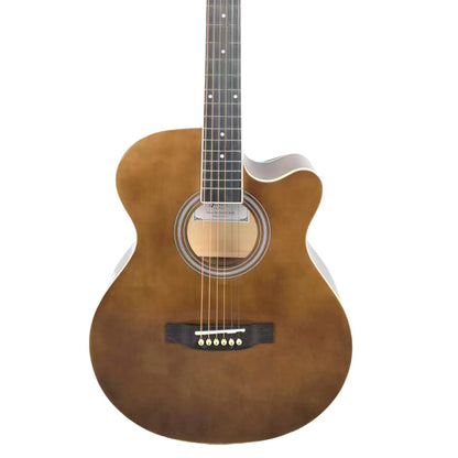 Gibz's Guitars NU TONE Series 40” Acoustic-Electric Guitar Full-Size Cutaway Body Linden Wood Construction Built-in Pickup Adjustable Truss Rod Smooth Playability with Zipper Gig Bag- GNT40 (GNT40-BR)