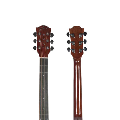 Gibz's Guitars NU TONE Series 40” Acoustic-Electric Guitar Full-Size Cutaway Body Linden Wood Construction Built-in Pickup Adjustable Truss Rod Smooth Playability with Zipper Gig Bag- GNT40 (GNT40-SB)