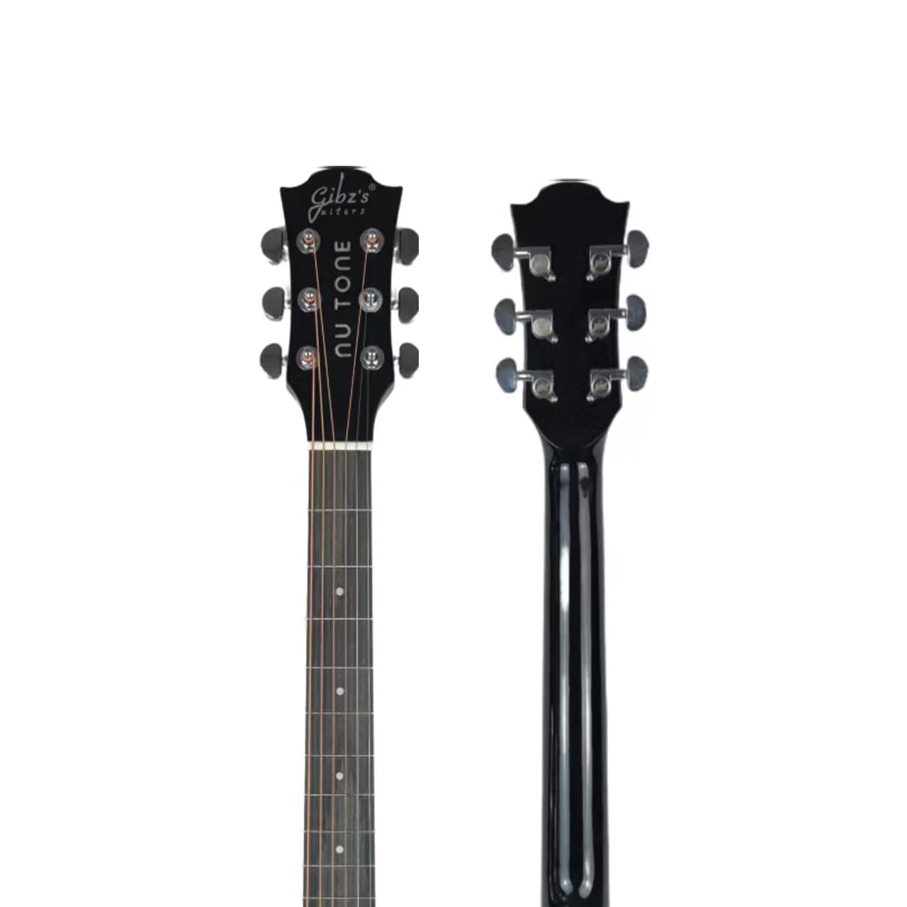 Gibz's Guitars NU TONE Series 40” Acoustic-Electric Guitar Full-Size Cutaway Body Linden Wood Construction Built-in Pickup Adjustable Truss Rod Smooth Playability with Zipper Gig Bag- GNT40 (GNT40-BK)