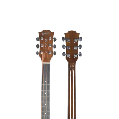Gibz's Guitars NU TONE Series 40” Acoustic-Electric Guitar Full-Size Cutaway Body Linden Wood Construction Built-in Pickup Adjustable Truss Rod Smooth Playability with Zipper Gig Bag- GNT40 (GNT40-BR)