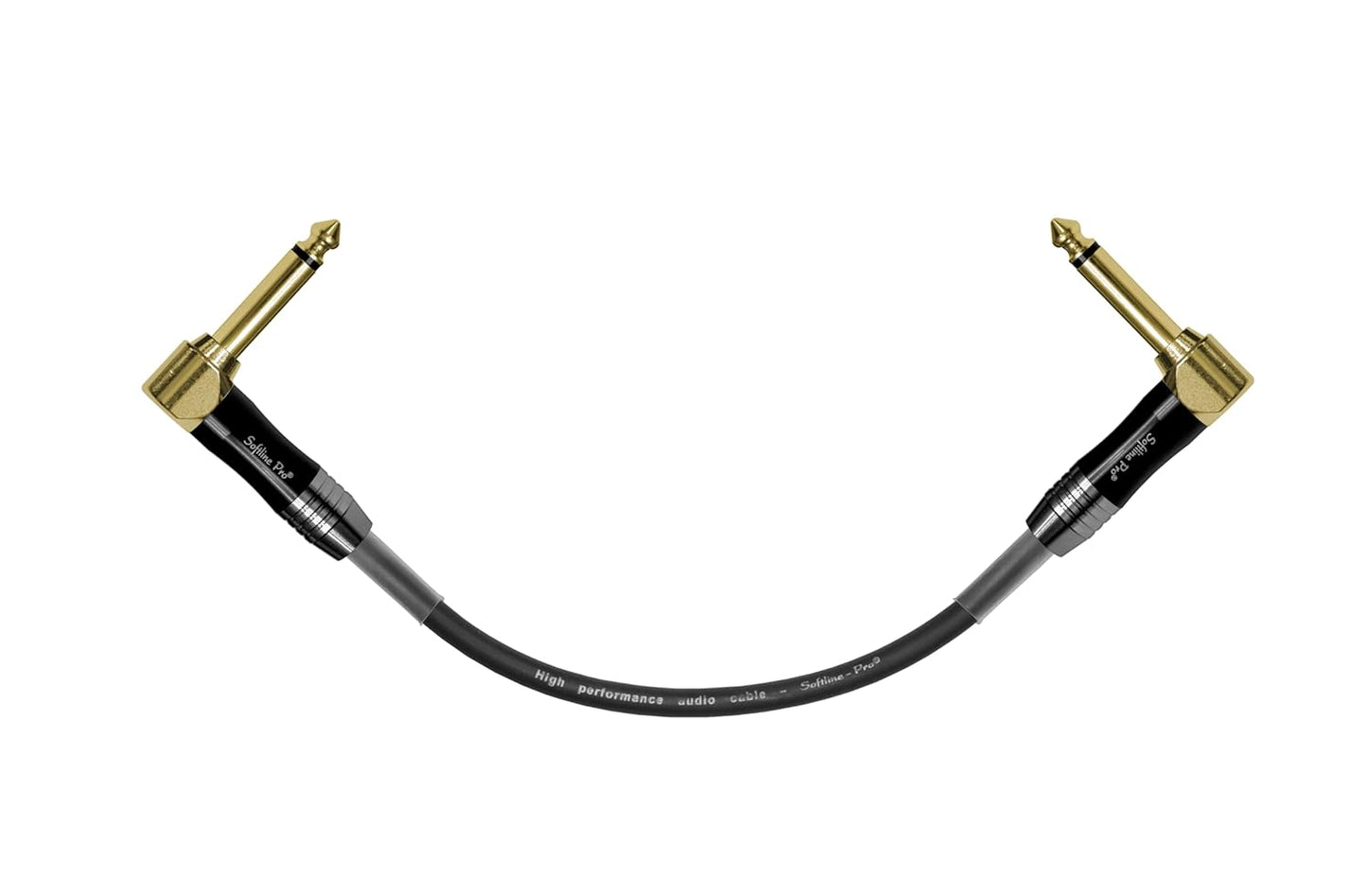 Softline Pro Guitar Patch Cable Right Angle 25 cm, 1/4 Instrument Cable For Effect Pedals 9 Inch, Gold Plated (Pack of 1), SP PRT 09 G-1