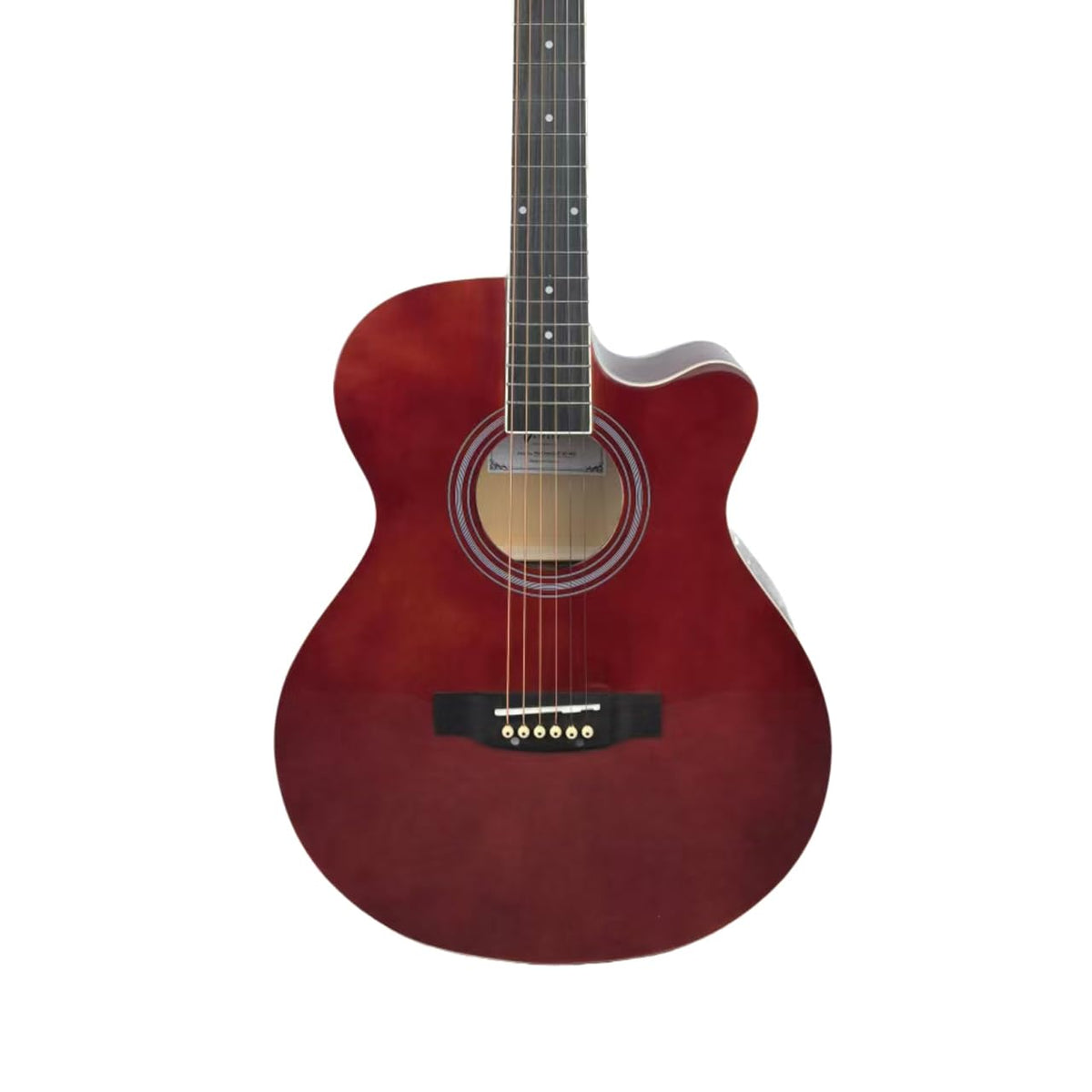Gibz's Guitars NU TONE Series 40” Acoustic-Electric Guitar Full-Size Cutaway Body Linden Wood Construction Built-in Pickup Adjustable Truss Rod Smooth Playability with Zipper Gig Bag- GNT40 (GNT40-WR)