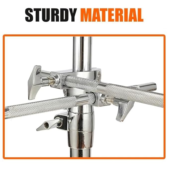 Metallic stand with braided cables and 'Sturdy Material' text on a white background

