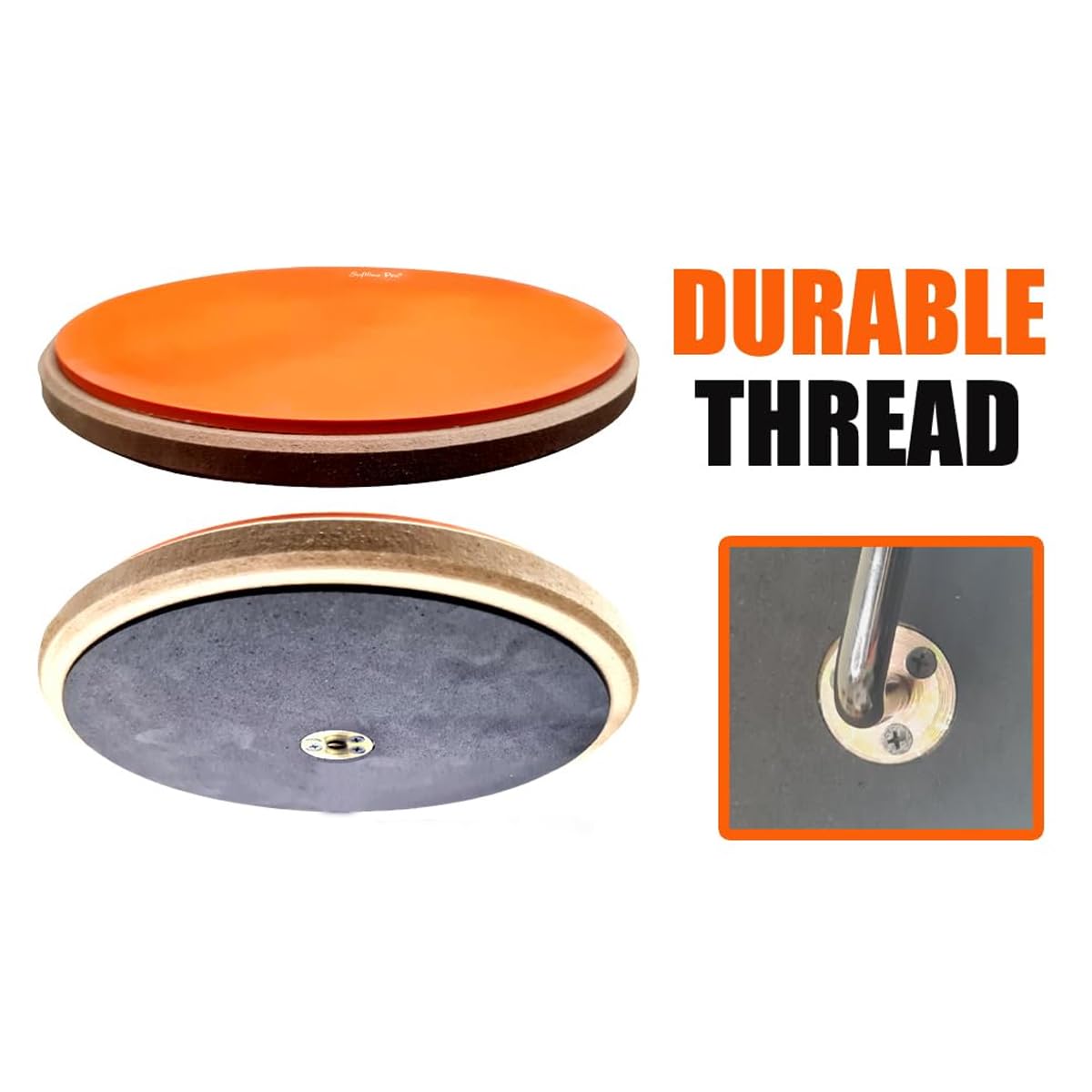 Softline Pro 8" Round Dumbed Drum Practice Pad Kit, Single Side with Stand (SP-DPPR-08-Kit-OG)