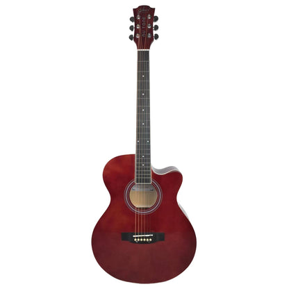 Gibz's Guitars NU TONE Series 40” Acoustic-Electric Guitar Full-Size Cutaway Body Linden Wood Construction Built-in Pickup Adjustable Truss Rod Smooth Playability with Zipper Gig Bag- GNT40 (GNT40-WR)