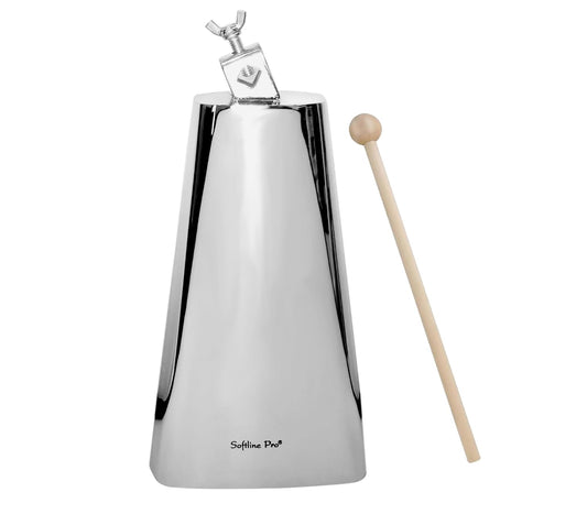 Softline Pro Metal Cow Bells Chrome Finish Noise Makers Hand Percussion Cowbell with Stick for Drum Set (7 INCH - SP CBS 007-C)