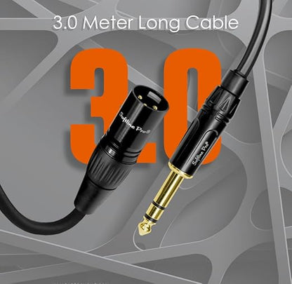 Softline Pro TRS Microphone Cable, Stereo 6.35MM Jack to XLR Male 10 Ft / 3 Meter Cable for Amplifier, Speakers, Microphone, Sound Console, Mixer, Electric Organ, SPSM300