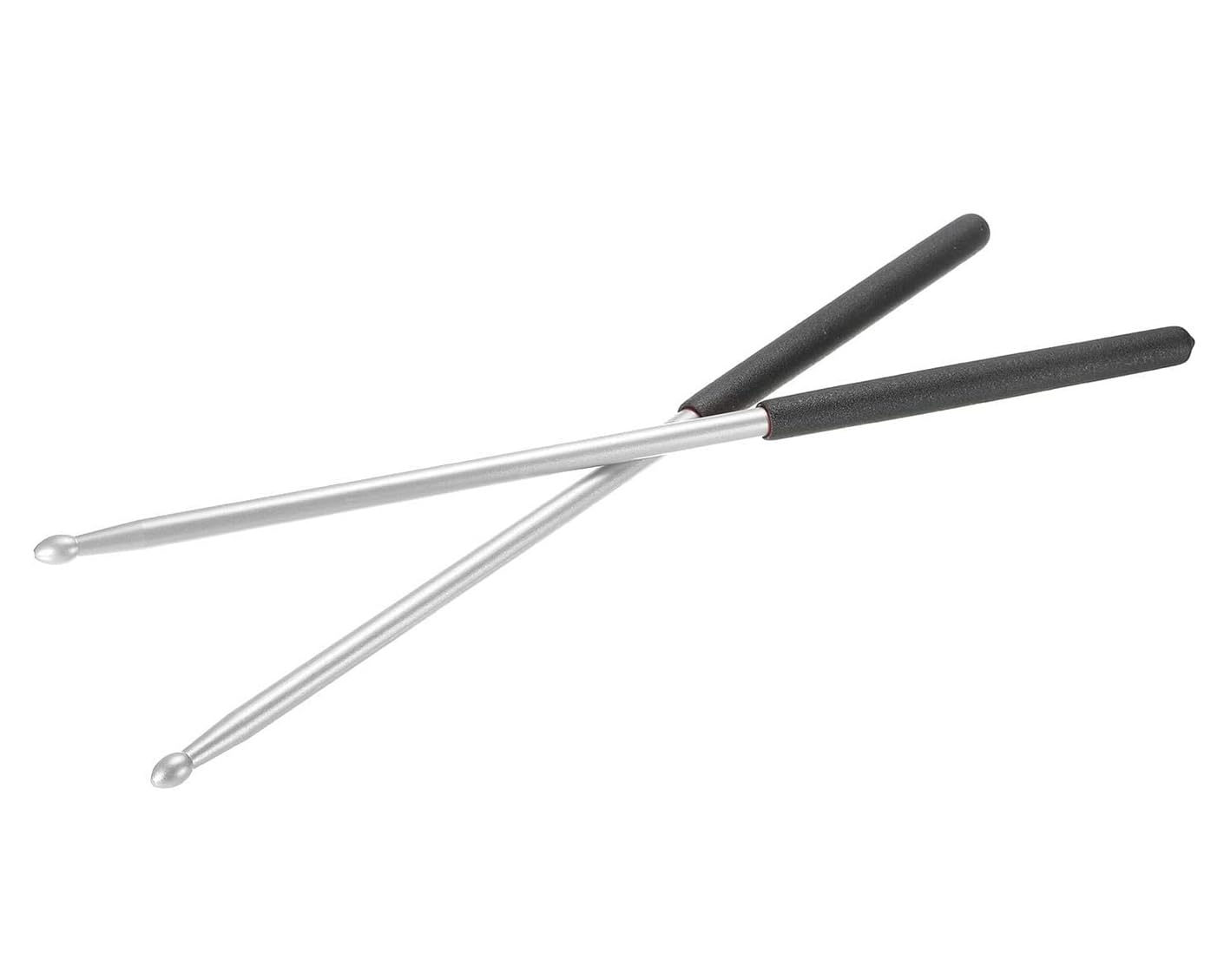 Two metal rods with black handles on a white background