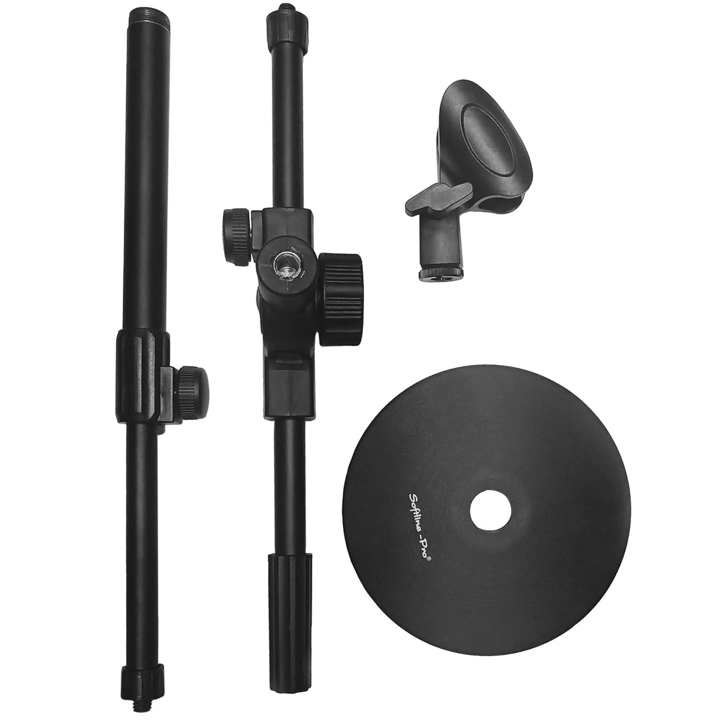 Softline Pro Mic Stand for Singing, Table Top Microphone Stand with Heavy Duty Huge Round Base - 25.5 cm, 2.1 Kg, SP05