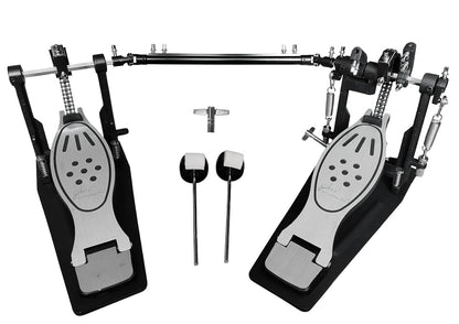 Softline Pro SP D-532 Double Bass Drum Pedal Professional Heavy Duty Double Chain Drive Twin Kick Pedal with Power Glide Cam Coil Spring Adjustable Spring Tension & Non-Slip Base for Drum Kits