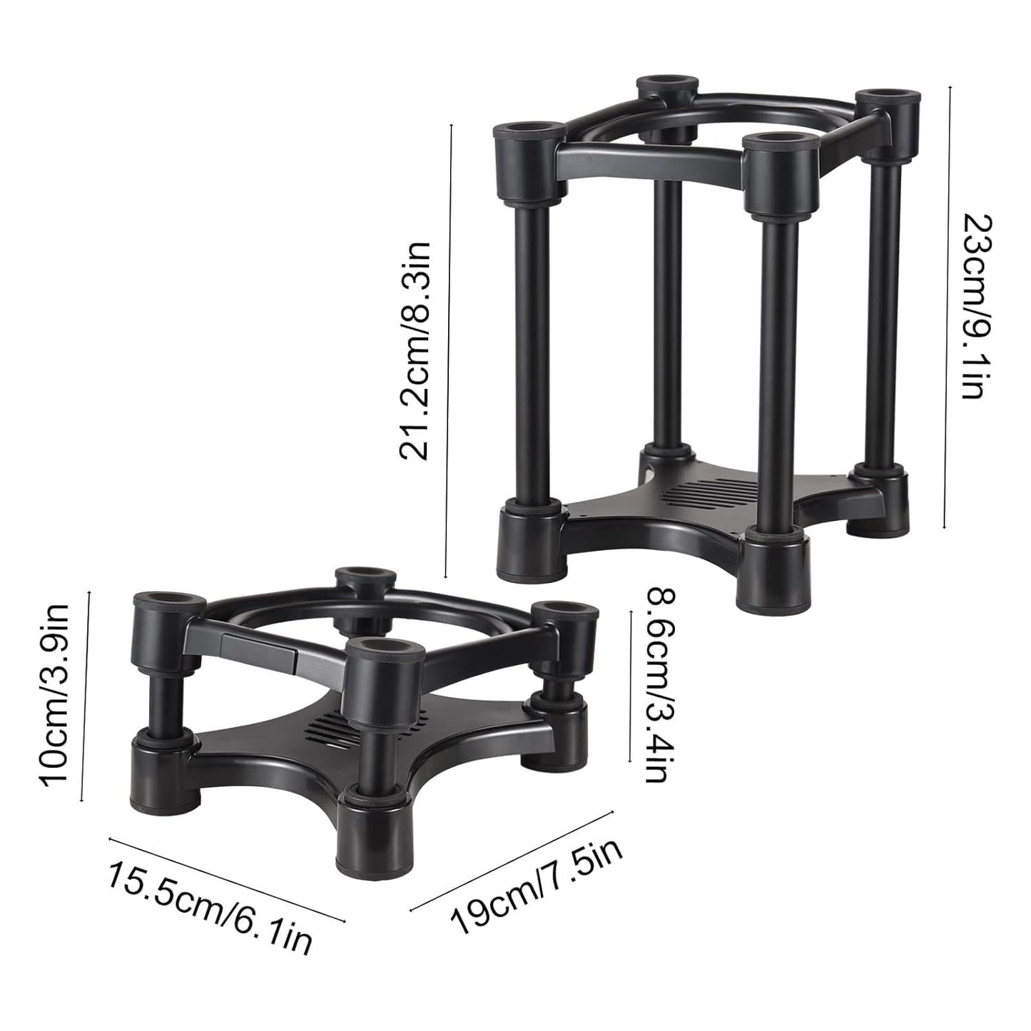 Softline Pro SP-ISO208 Isolation Studio Monitor Stand Height & Tilt Adjustable Black - Pack of 2 Pcs