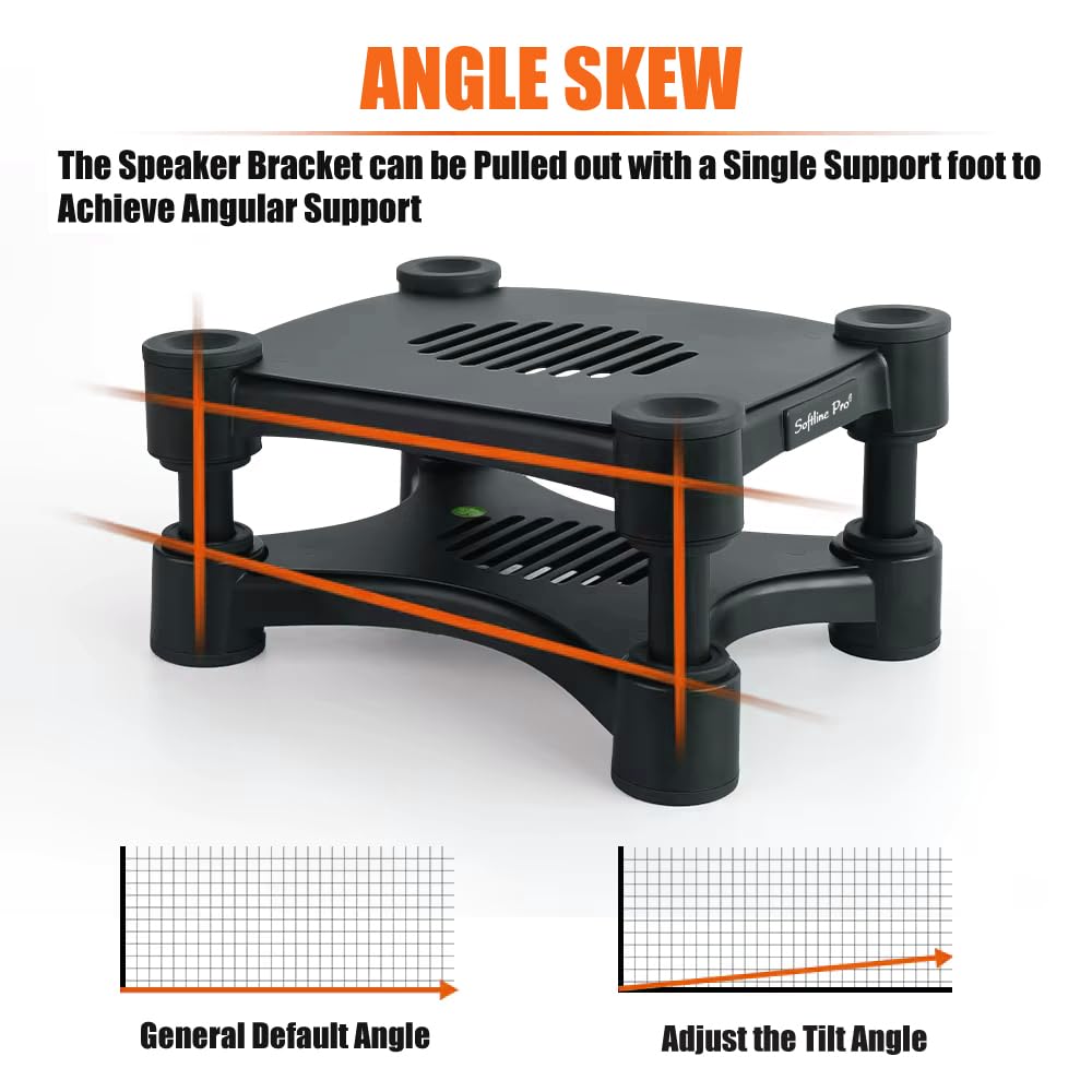 Softline Pro SP-ISO108 Isolation Studio Monitor Stand Height & Tilt Adjustable Black - Pack of 2 Pcs